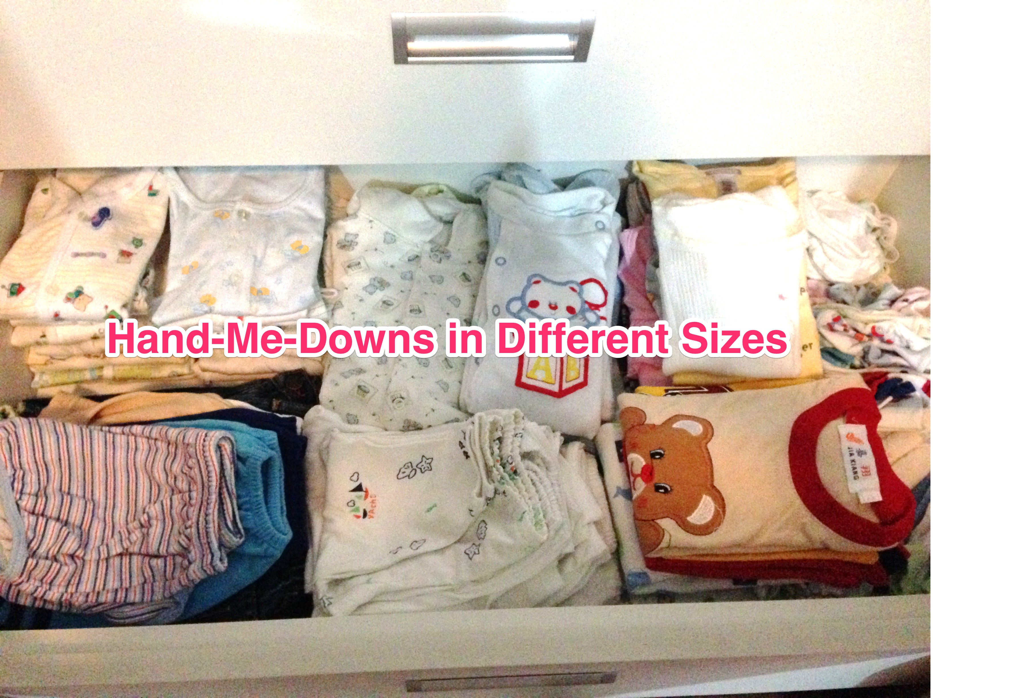 Baby clothes in different sizes